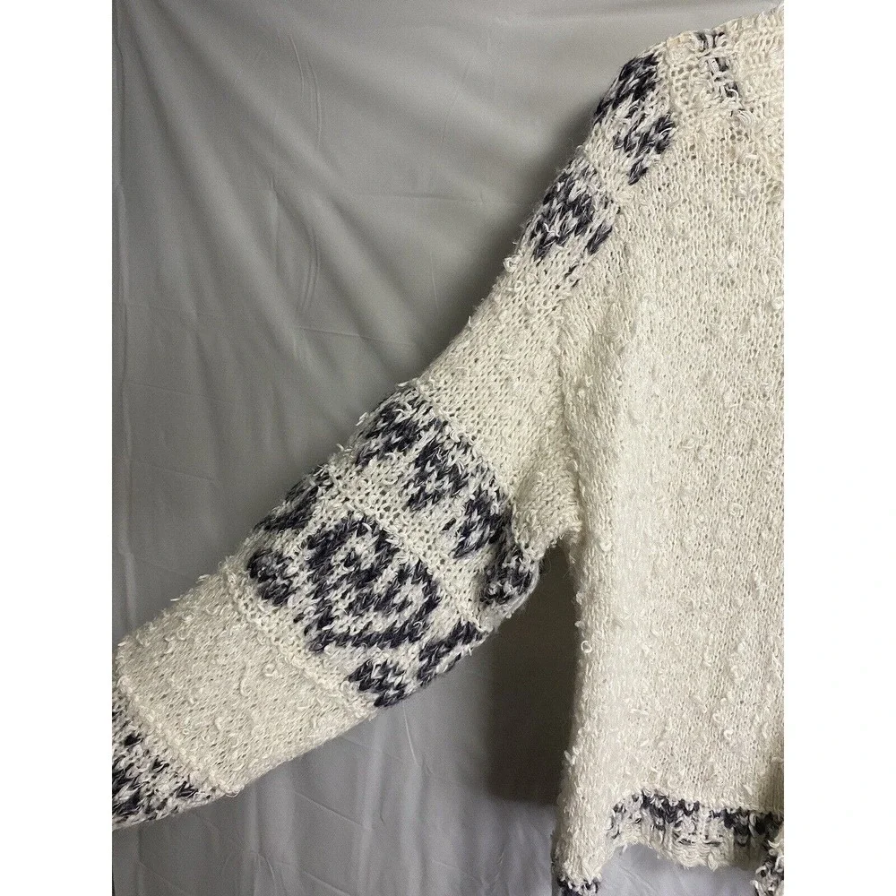 Anthropologie Pilcro Womens Petra Feathered Knitted Wool Sweater White Sz Medium